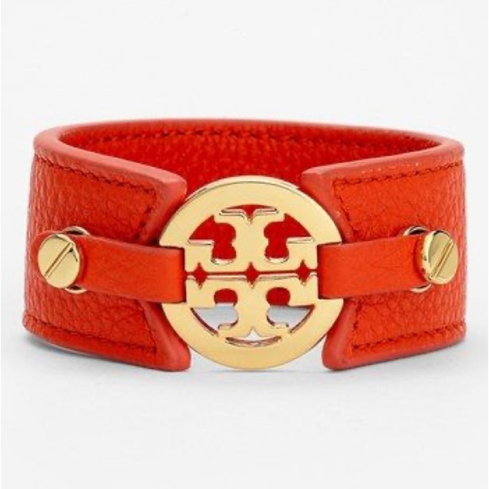 121. Tory Burch Orange Wide Leather Bracelet